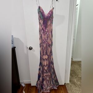 Pink Jovani gown with sequin detail